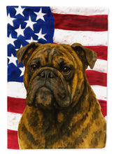 Load image into Gallery viewer, Brindle English Bulldog American Flag House Flag