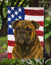 Load image into Gallery viewer, Brindle English Bulldog American Flag Garden Flag