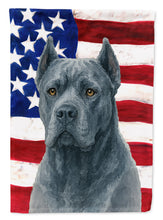 Load image into Gallery viewer, Blue Cane Corso American Flag Garden Flag