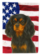 Load image into Gallery viewer, Black and Tan Cavalier Spaniel American Flag House Flag