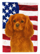 Load image into Gallery viewer, Ruby Cavalier Spaniel American Flag House Flag