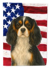 Load image into Gallery viewer, Tricolor Cavalier Spaniel American Flag House Flag