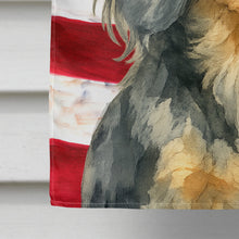 Load image into Gallery viewer, Longhaired Dapple Dachshund American Flag House Flag