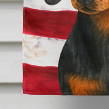 Load image into Gallery viewer, Black and Tan Dachshund American Flag House Flag