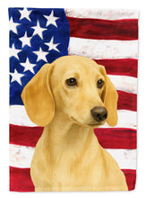 Load image into Gallery viewer, Cream Dachshund American Flag Garden Flag