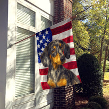 Load image into Gallery viewer, Dapple Dachshund American Flag House Flag