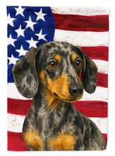 Load image into Gallery viewer, Dapple Dachshund American Flag House Flag