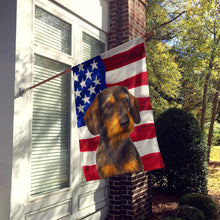 Load image into Gallery viewer, Wirehaired Wild Boar Dachshund American Flag House Flag