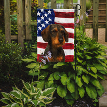 Load image into Gallery viewer, Wirehaired Wild Boar Dachshund American Flag Garden Flag