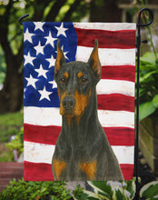 Load image into Gallery viewer, Doberman Pinscher American Flag Garden Flag