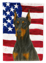 Load image into Gallery viewer, Doberman Pinscher American Flag Garden Flag