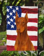 Load image into Gallery viewer, Red Doberman Pinscher American Flag Garden Flag