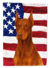 Load image into Gallery viewer, Red Doberman Pinscher American Flag Garden Flag
