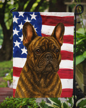 Load image into Gallery viewer, Brindle French Bulldog American Flag Garden Flag