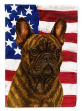 Load image into Gallery viewer, Brindle French Bulldog American Flag Garden Flag