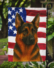 Load image into Gallery viewer, Black and Red German Shepherd American Flag Garden Flag