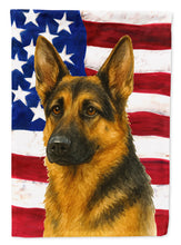 Load image into Gallery viewer, Black and Tan German Shepherd American Flag House Flag