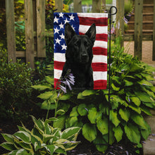 Load image into Gallery viewer, Black German Shepherd American Flag Garden Flag