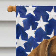 Load image into Gallery viewer, Liver and White German Shorthaired Pointer American Flag House Flag