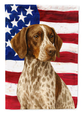 Load image into Gallery viewer, Liver and White German Shorthaired Pointer American Flag House Flag