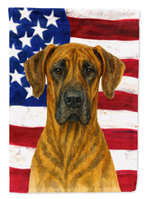 Load image into Gallery viewer, Brindle Great Dane American Flag Garden Flag
