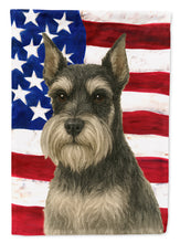 Load image into Gallery viewer, Black and Silver Schnauzer American Flag House Flag