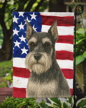Load image into Gallery viewer, Black and Silver Schnauzer American Flag Garden Flag