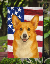 Load image into Gallery viewer, Red and White Pembroke Welsh Corgi American Flag Garden Flag