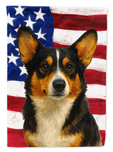Load image into Gallery viewer, Tri-color Pembroke Welsh Corgi American Flag House Flag