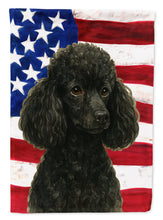 Load image into Gallery viewer, Black Miniature Poodle American Flag House Flag