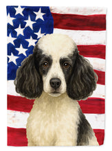 Load image into Gallery viewer, Parti Miniature Poodle American Flag Garden Flag