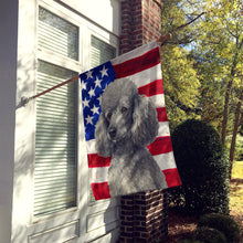 Load image into Gallery viewer, Silver Miniature Poodle American Flag House Flag
