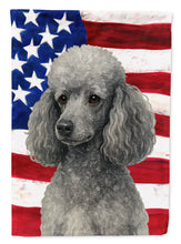Load image into Gallery viewer, Silver Miniature Poodle American Flag House Flag