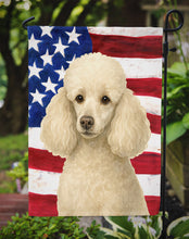 Load image into Gallery viewer, White Miniature Poodle American Flag Garden Flag
