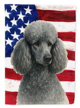 Load image into Gallery viewer, Silver Standard Poodle American Flag House Flag