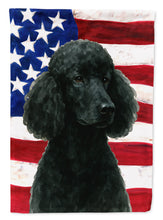 Load image into Gallery viewer, Black Standard Poodle American Flag Garden Flag