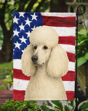 Load image into Gallery viewer, White Standard Poodle American Flag Garden Flag