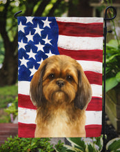 Load image into Gallery viewer, Brindle Shih Tzu American Flag Garden Flag