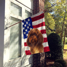 Load image into Gallery viewer, Liver Shih Tzu American Flag House Flag