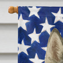 Load image into Gallery viewer, Gray and White Siberian Husky American Flag House Flag