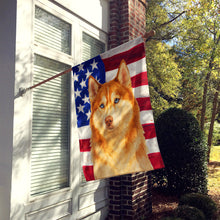 Load image into Gallery viewer, Red and White Siberian Husky American Flag House Flag