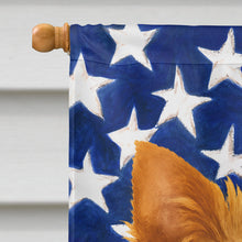 Load image into Gallery viewer, Black and Tan Yorkshire Terrier American Flag House Flag