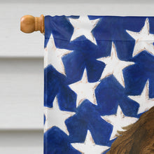 Load image into Gallery viewer, Liver and White English Springer Spaniel American Flag House Flag