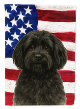 Load image into Gallery viewer, Black Havanese American Flag House Flag
