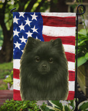 Load image into Gallery viewer, Black Pomeranian American Flag Garden Flag
