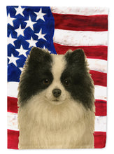 Load image into Gallery viewer, Parti-color Pomeranian American Flag House Flag