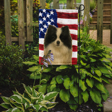Load image into Gallery viewer, Parti-color Pomeranian American Flag Garden Flag