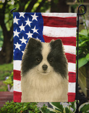 Load image into Gallery viewer, Parti-color Pomeranian American Flag Garden Flag