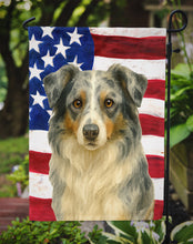 Load image into Gallery viewer, Blue Merle Border Collie American Flag Garden Flag