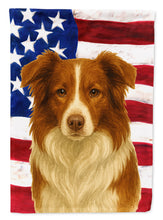 Load image into Gallery viewer, Red and White Border Collie American Flag House Flag